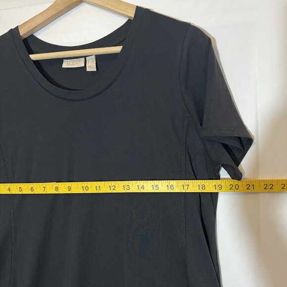 LOGO Lavish Lori Goldstein Women's Knit Dress Lace Hem Black Petite Medium New - Picture 6 of 11